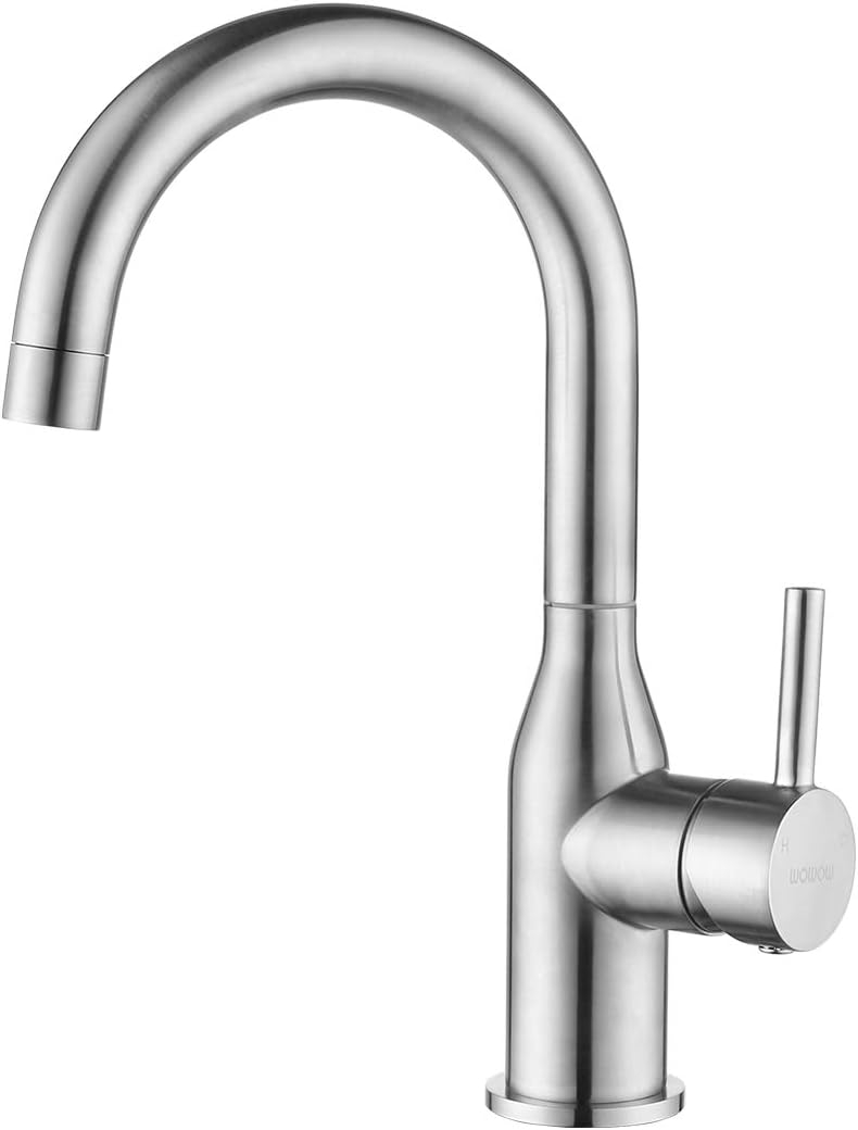 Wowow Kitchen Faucet Stainless Steel Brushed Nickel Bar Faucet Single Handle Kitchen Sink Faucets
