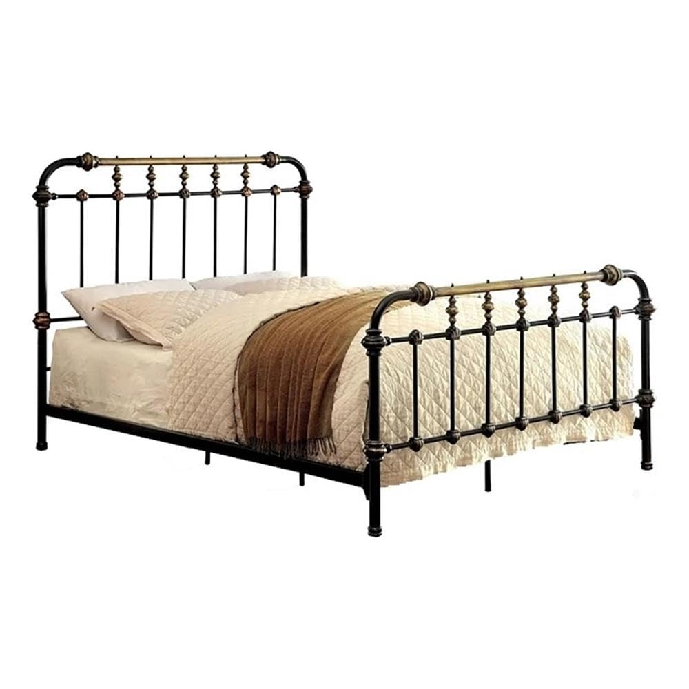 Bowery Hill King Size Spindle Bed in Metal in Black - Easy Assembly