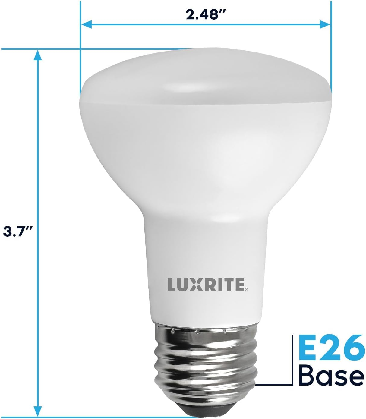 LUXRITE BR20 LED Bulb, 45W Equivalent, 6500K Daylight, Dimmable, 460 Lumens, R20 LED Flood Light Bulb 6.5W, Energy Star, Damp Rated, E26 Base, Perfect for Recessed and Track Lighting (4 Pack)