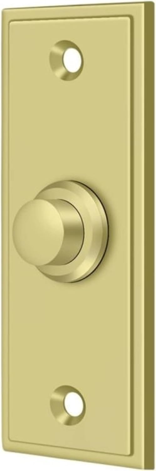 Deltana BBS333U3 3-1/4" Height X 1-1/4" Width Contemporary Rectangular Bell Button Polished Brass