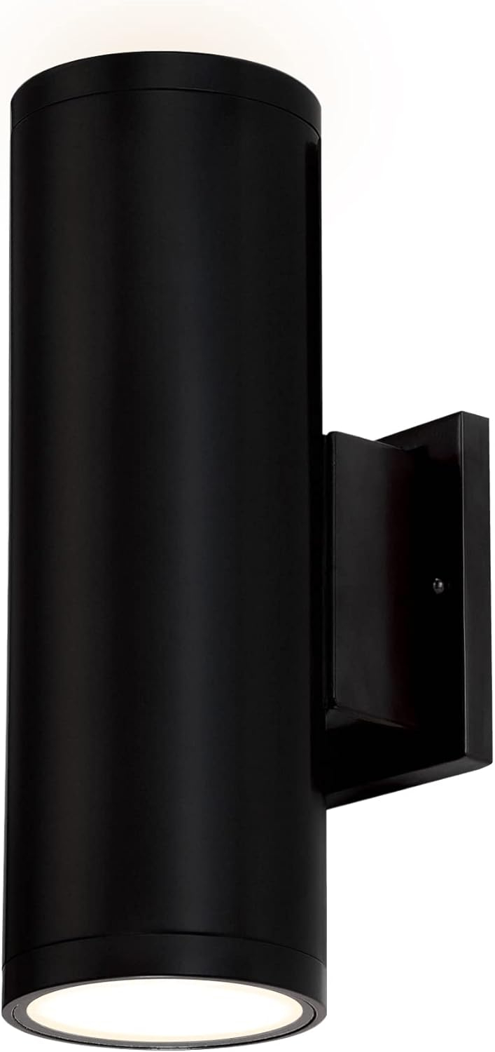 Ultralux 12 Inch Modern LED Matte Black Up and Down Wall Light, Outdoor Wall Sconce Front Door Light Fixture, 2000 Lumen Outdoor Sconce 30 Watt Outside Lights for House 3000K Exterior Light Fixture