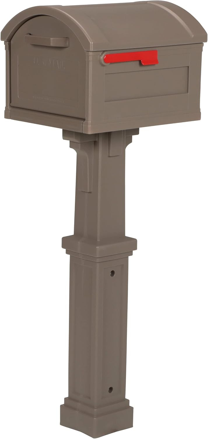 Gibraltar Mailboxes Grand Haven Classic Plastic Post Mount Mocha Mailbox