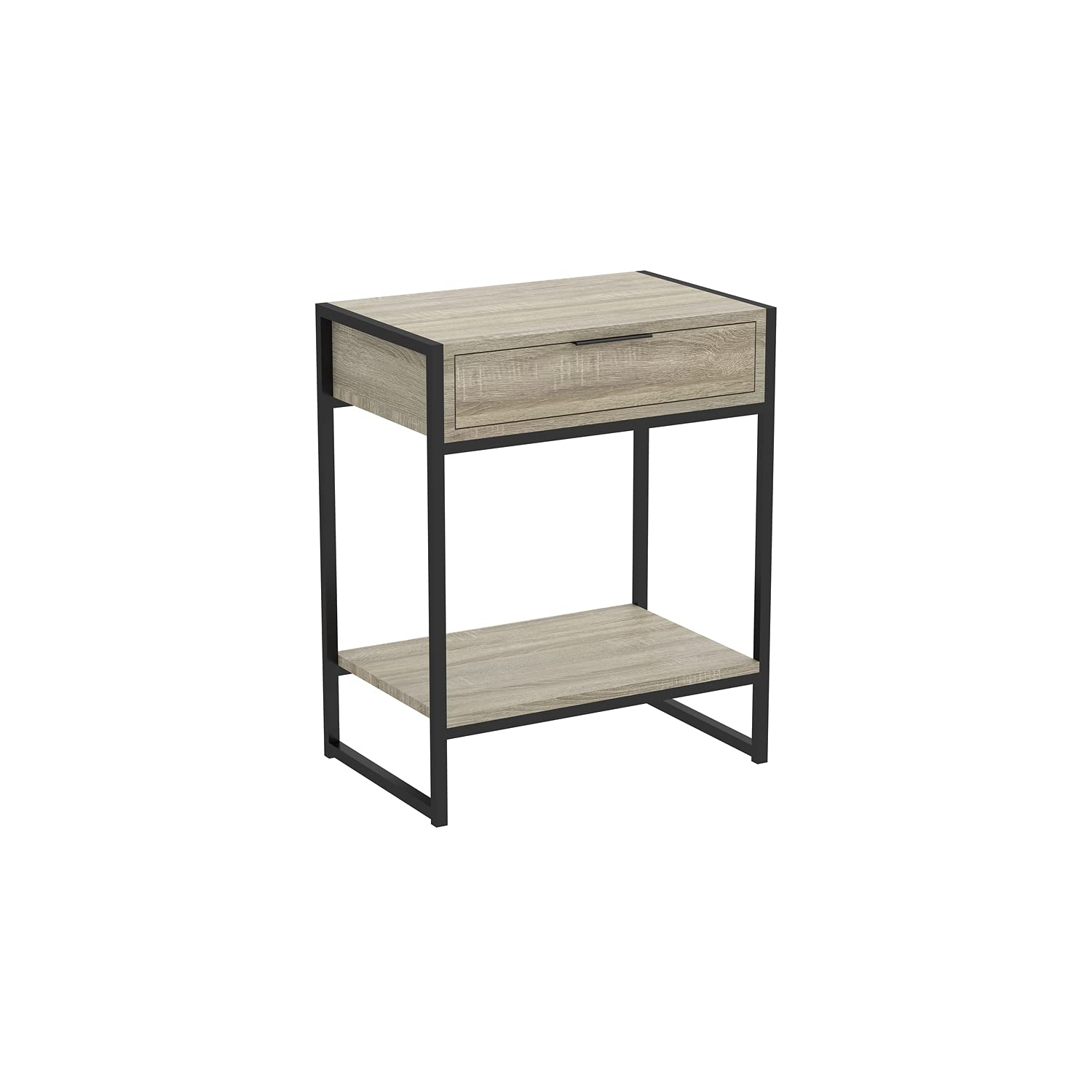 Safdie & Co. Dark Taupe 1 Drawer 1 Shelf Black Metal Accent Table, Beige
