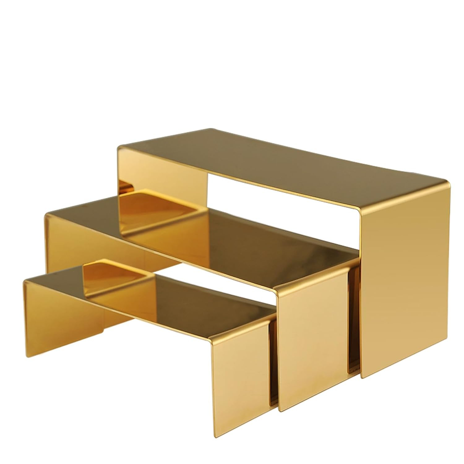 Purse Display Stand, 3 Gold Risers Display Stands Stainless Steel, Heavy Duty Countertop Shoes Stand Handbag Holder Risers for Home Boutique Retail Store Vendor Display Bags Perfume Jewelry Craft