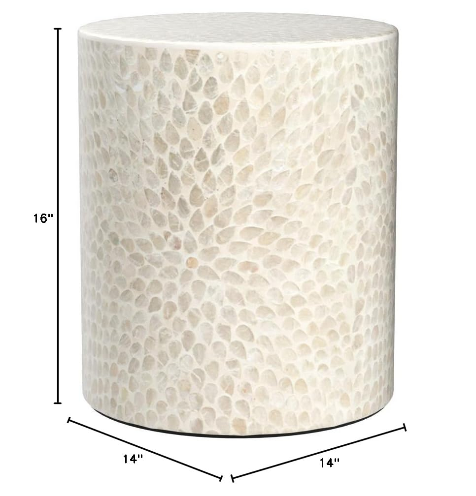 Handcrafted Capiz Shell Terrazzo Modern Accent End Table