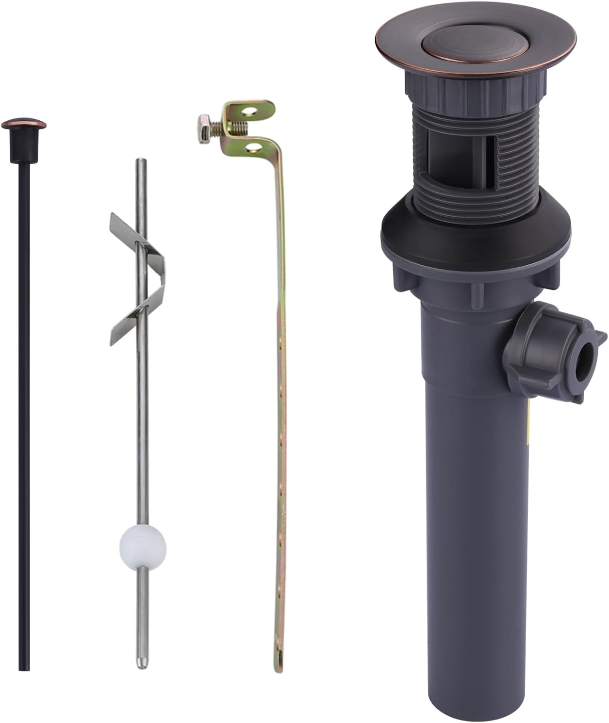 Bathroom Sink Drain with Lift Rod, Pop Up Sink Drain with Overflow, Oil Rubbed Bronze Drain Stopper for Vessel Sink, Assembly for Bathroom Faucet