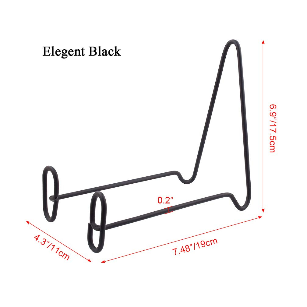 MOCOUM 4 Pack Display Stand Easel Iron Bowl Stands for Display Large Deep Bowls, Platters and Deep Dishes (Black, 7 inch, 4 pack)
