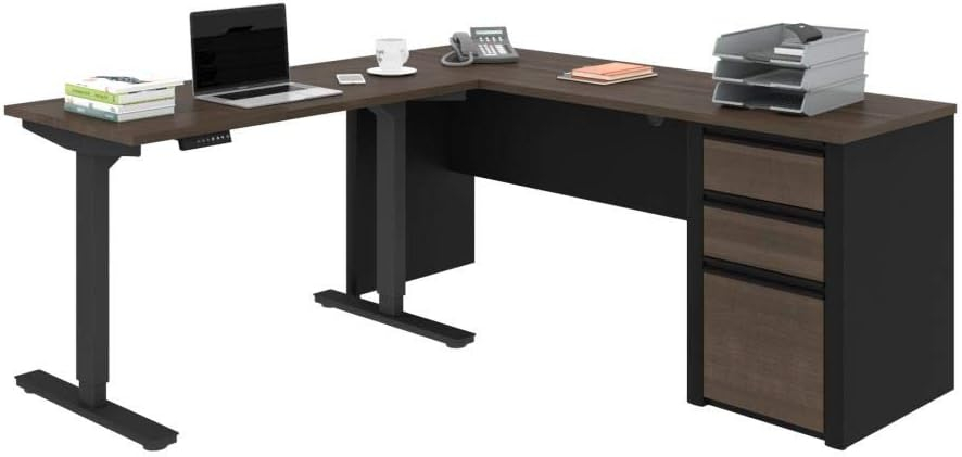 Bestar Connexion 2 Piece Standing Desk Set in Antigua and Black