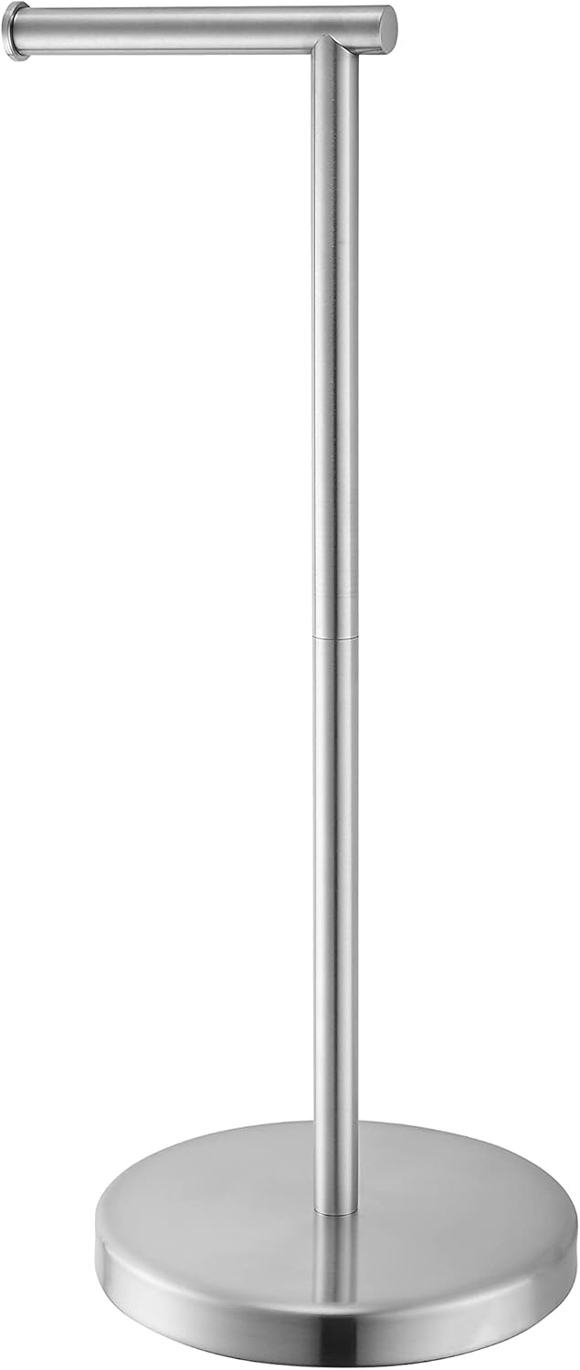 BGL Freestanding Toilet Paper Holder - Brushed Nickel, Reserve Storage for Paper Rolls