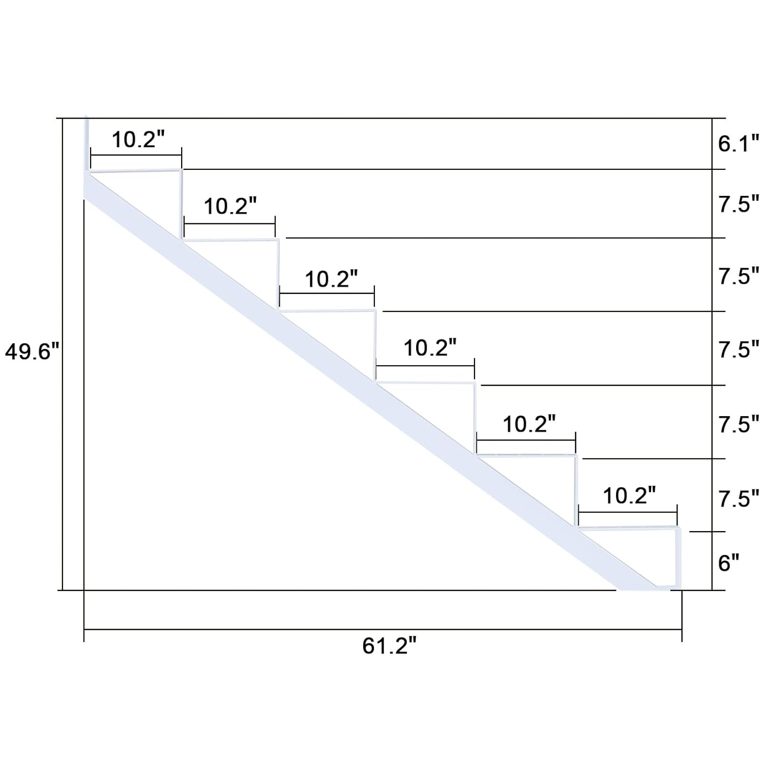 Steel Stair Stringer 6 Step, Metal Stair Stringers for Deck Height 49.6 inches, Steel Stair Step Riser for Outside Stairs (2Pack)