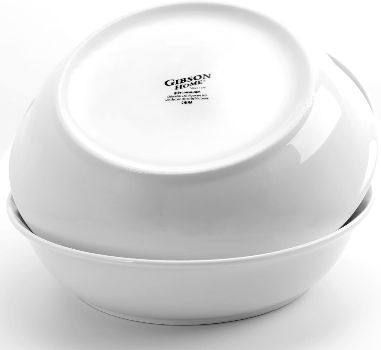 Gibson Home 8.75 Inch White Ceramic Pasta Bowls, Set of 2