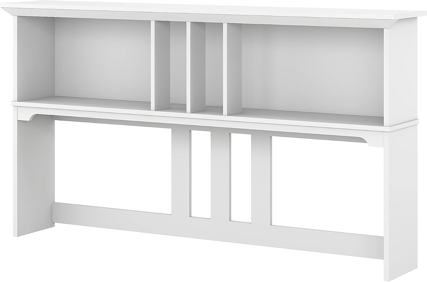 Bush Furniture Salinas Farmhouse 60W Hutch with Storage in Shiplap Gray and White - fits L Shaped Desk (sold separately)