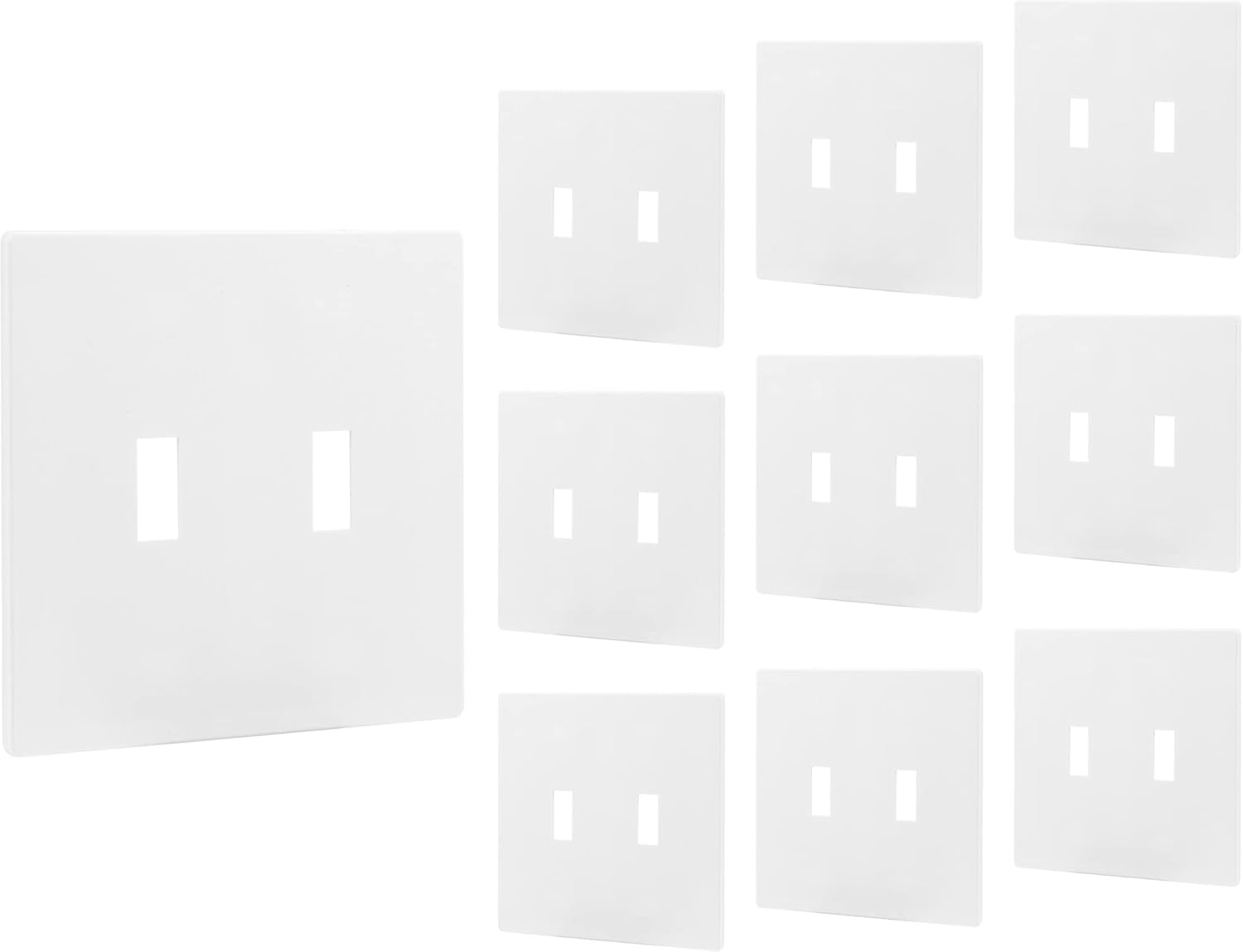 Power Gear Double Toggle Screwless Wall Plate Cover, 4.75” H x 4.75” L, Outlet Covers Wall Plate, Light Switch Cover Plate, Switch Plates and Outlet Covers, Outlet Cover Plate, UL Listed, 10 PK, 70655