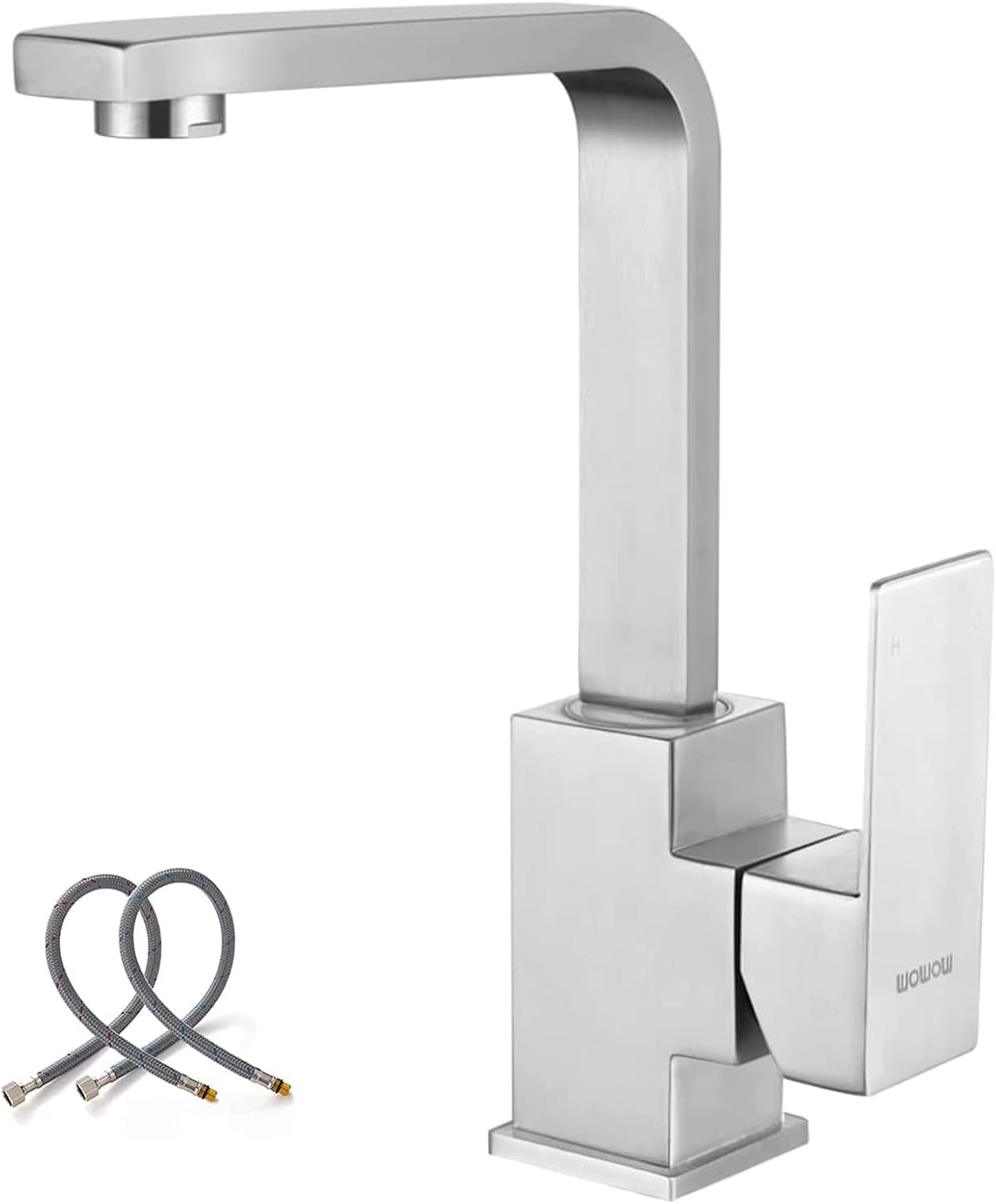 Single Handle Deck Mount Stainless Steel Bar Faucet with Hot & Cold Dual Modes in Brushed Nickel Finish