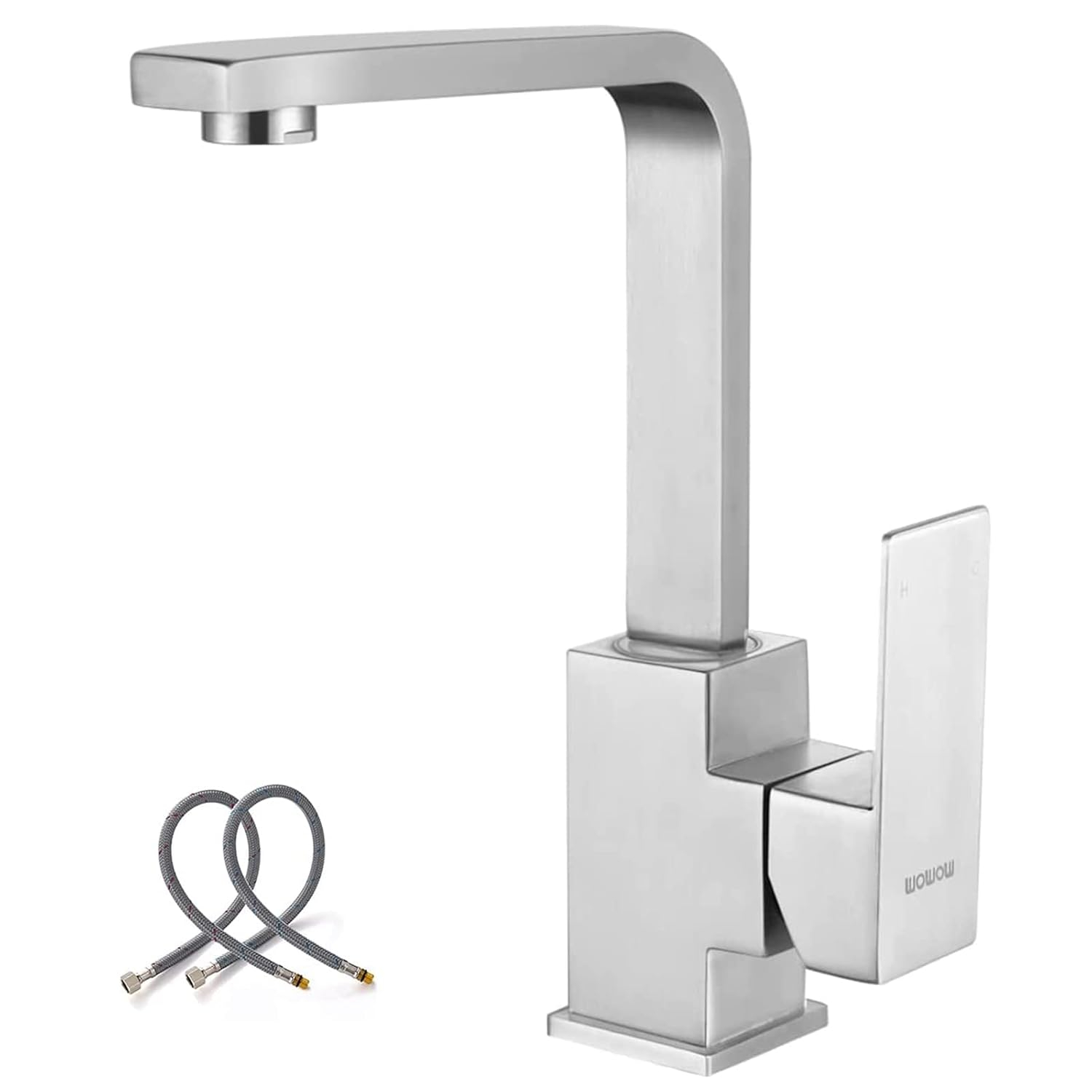 Single Handle Deck Mount Stainless Steel Bar Faucet with Hot & Cold Dual Modes in Brushed Nickel Finish