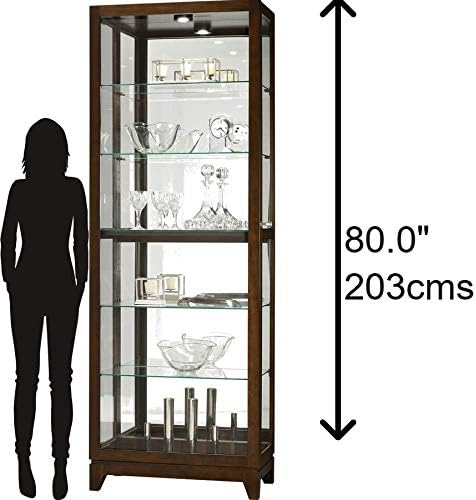 Espresso Lighted Glass Curio Cabinet with Adjustable Shelves