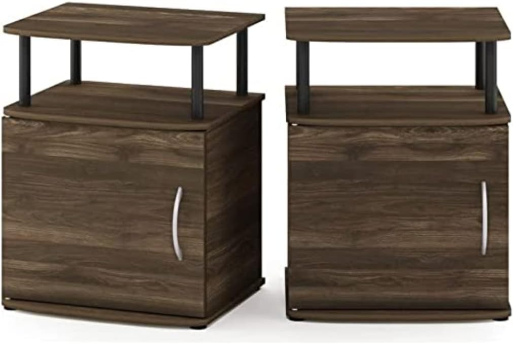 Furinno JAYA Utility Design End Table, Set of Two, Columbia Walnut/Black