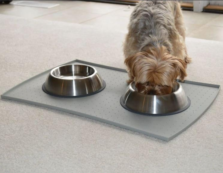 PetFusion Premium Brushed Anti-Tip Dog & Cat Bowls (Set of 2 Bowls). Food Grade Stainless Steel. Bonded Silicone Ring for Traction, Metallic, 32 oz