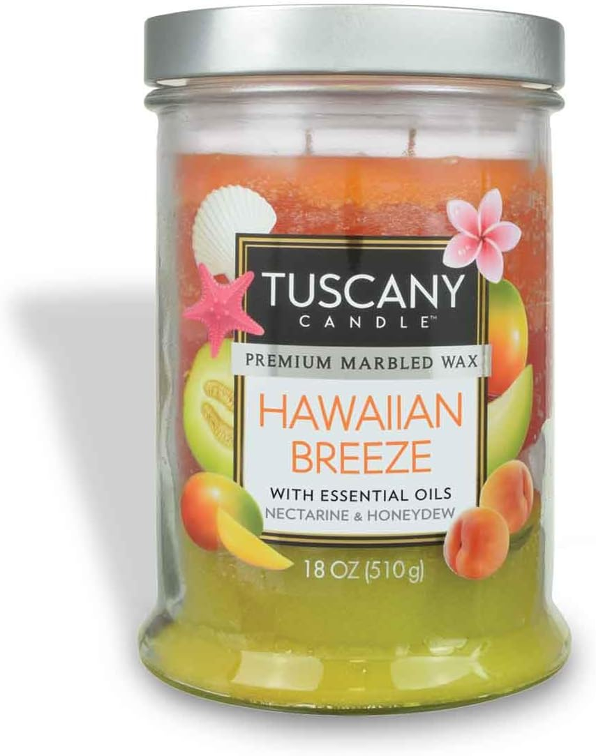 Langley Empire Candle Triple Pour, Mottled, Bronze Lid, 18-Ounce, Hawaiian Breeze, Yellow (53908)