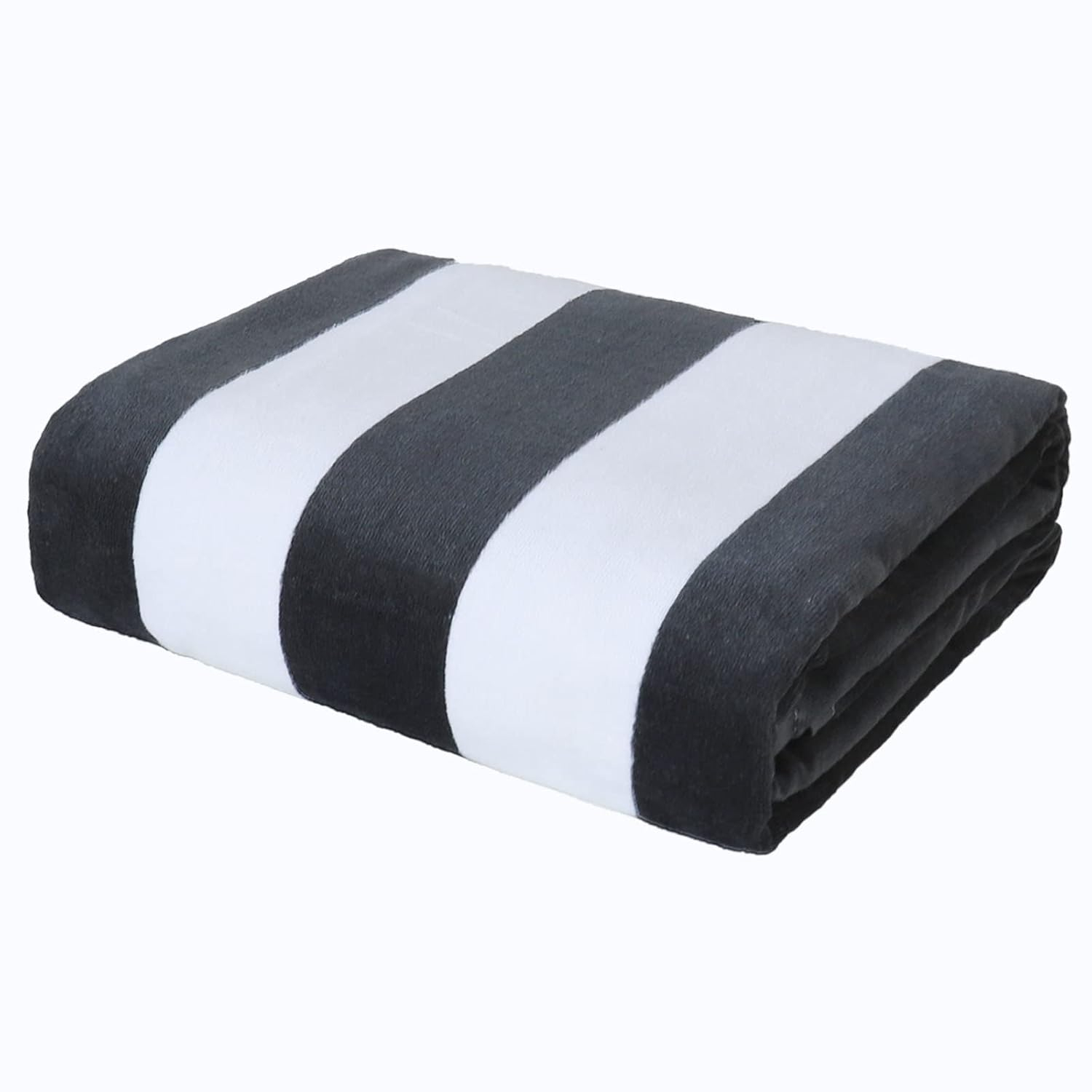 Exclusivo Mezcla Cotton Oversized 35"x70" Cabana Stripe Beach Towel, Super Absorbent Soft Plush Pool Towel, Bath Towel (Charcoal Grey)
