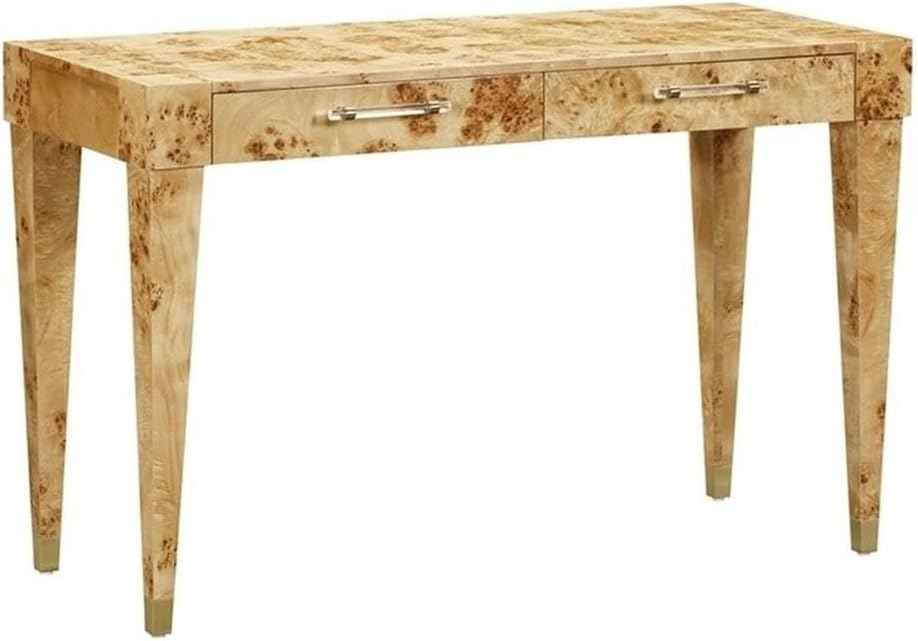 Maklaine Modern Contemporary Wood Work Desk in Natural Burl Finish