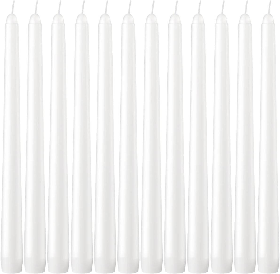Dripless Taper Candles - Unscented White Candles Bulk - Candle Sticks Long Burning 7.5-8 Hours - for Candlesticks, Dinner Table, Vigil, Advent, Christmas, Thanksgiving, Kwanzaa - 12 Pack,10 Inch Tall