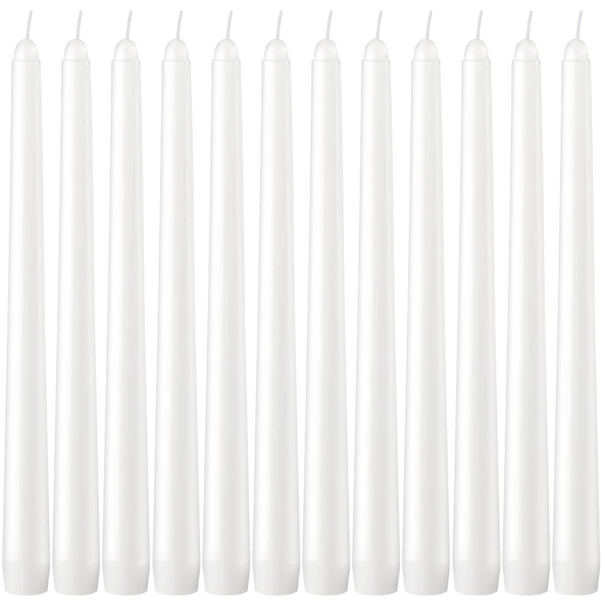 Dripless Taper Candles - Unscented White Candles Bulk - Candle Sticks Long Burning 7.5-8 Hours - for Candlesticks, Dinner Table, Vigil, Advent, Christmas, Thanksgiving, Kwanzaa - 12 Pack,10 Inch Tall