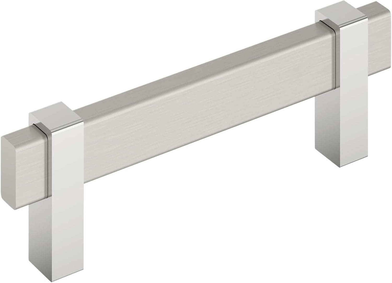 Amerock Mulino 3-3/4 inch (96mm) Center-to-Center Satin Nickel/Polished Chrome Cabinet Pull