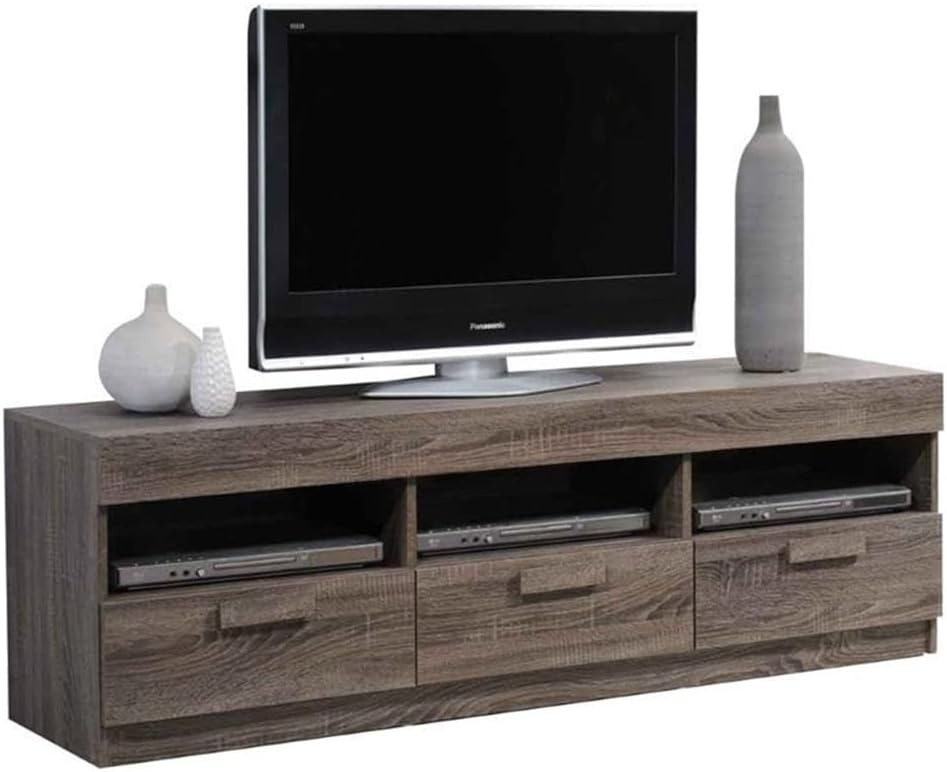 Amiable TV Stand Rustic Oak Brown - Saltoro Sherpi