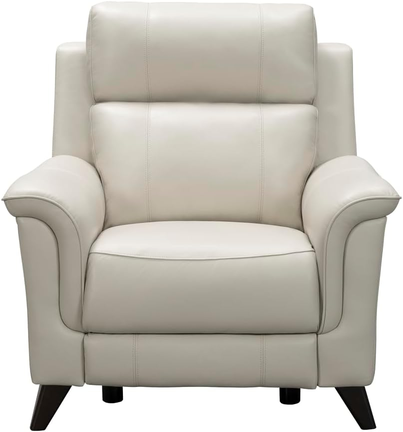 Laurel Cream Leather Wood Contemporary Recliner Chair