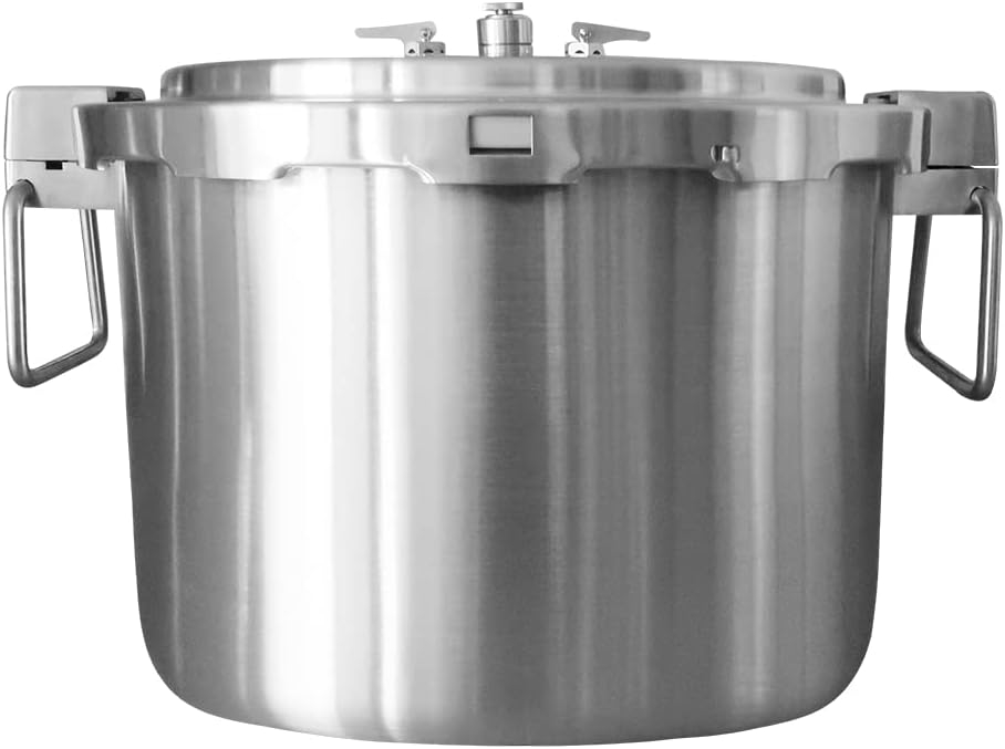 Buffalo 37 Quart Stainless Steel Pressure Cooker Extra Large Canning Pot with Rack and Lid for Home, Commercial Use - Easy to Clean Stove Top Pressure Canner, Can Cooker - SG Certificate QCP435