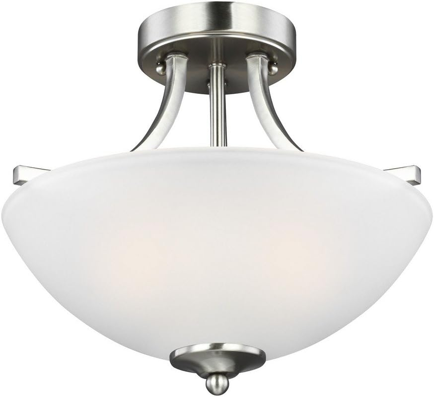 Generation Lighting 7716502EN3-962 Transitional Two Light Semi-Flush Convertible Pendant from Seagull - Geary Collection in Pewter, Nickel, Silver Finish,