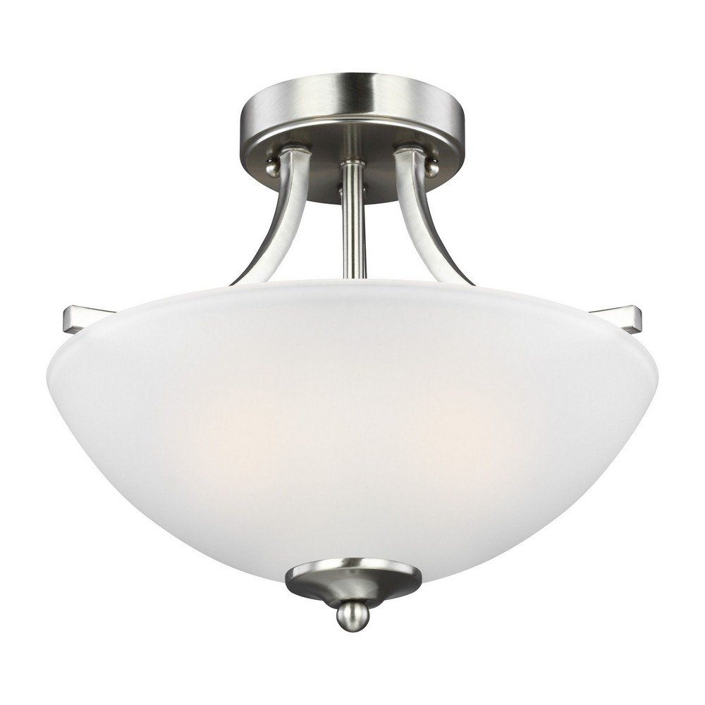 Geary 2-Light Brushed Nickel Semi-Flush Mount Convertible Pendant with LED Bulbs