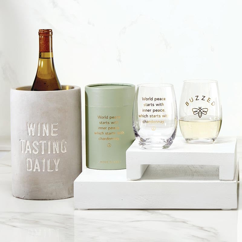Santa Barbara Design Studio Wine Glass Gifts Stemless Wine Glass in Gift Box, 17-Ounce, Buzzed