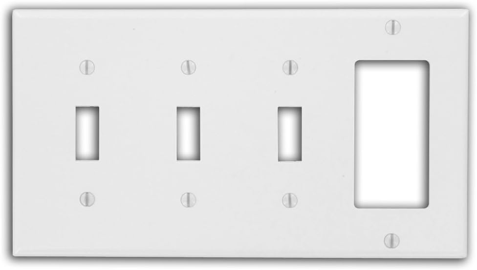 Leviton P326-W Wallplate 4-Gang 3-Toggle 1-Decora Standard Size Plastic - White