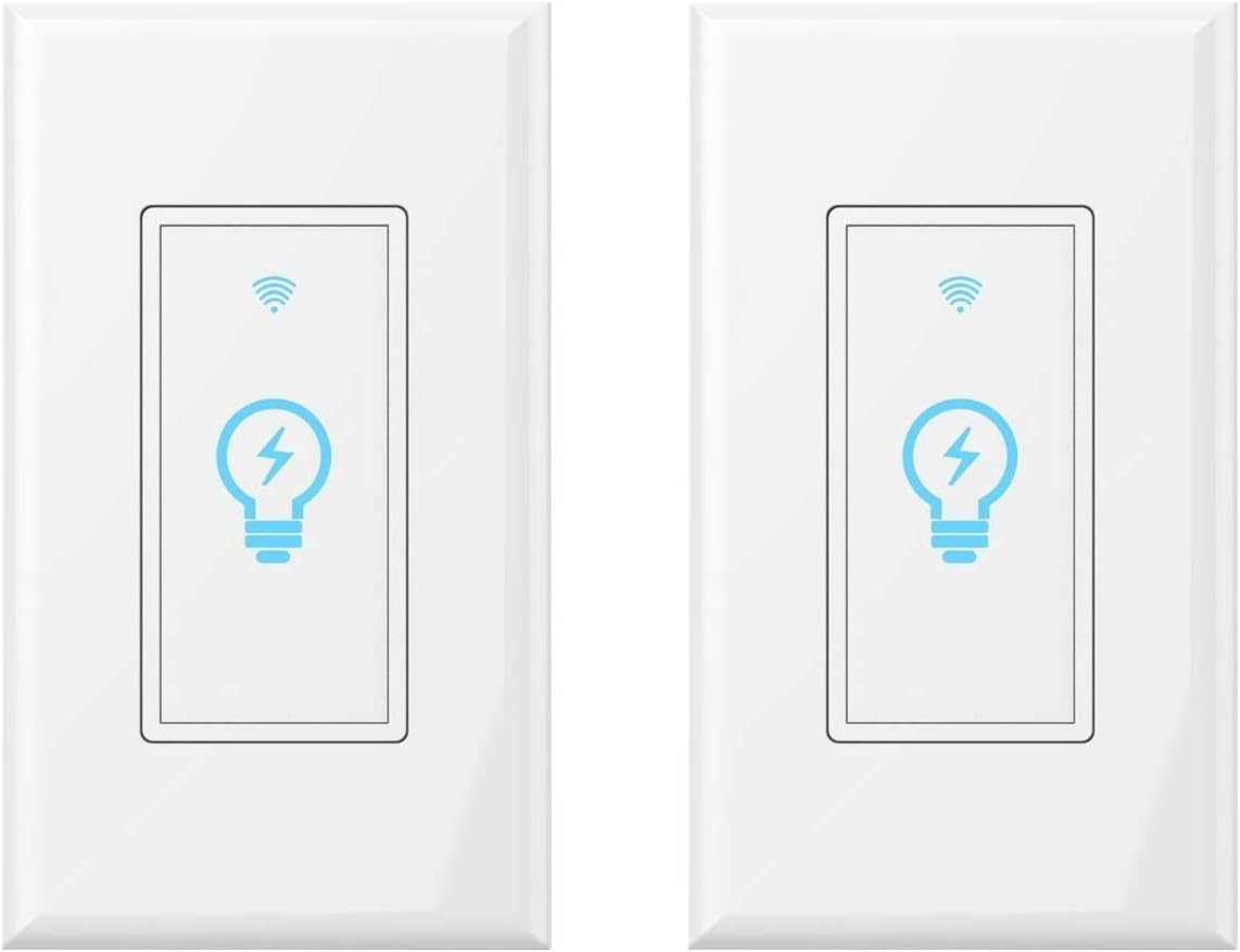 Smart Light Switch, Compatible with Alexa, Google Assistant, IFTTT, WiFi Light, Neutral Wire Required, Schedule Setting APP Remote Control, ETL, No Hub Required (Smart Switch 2pack)