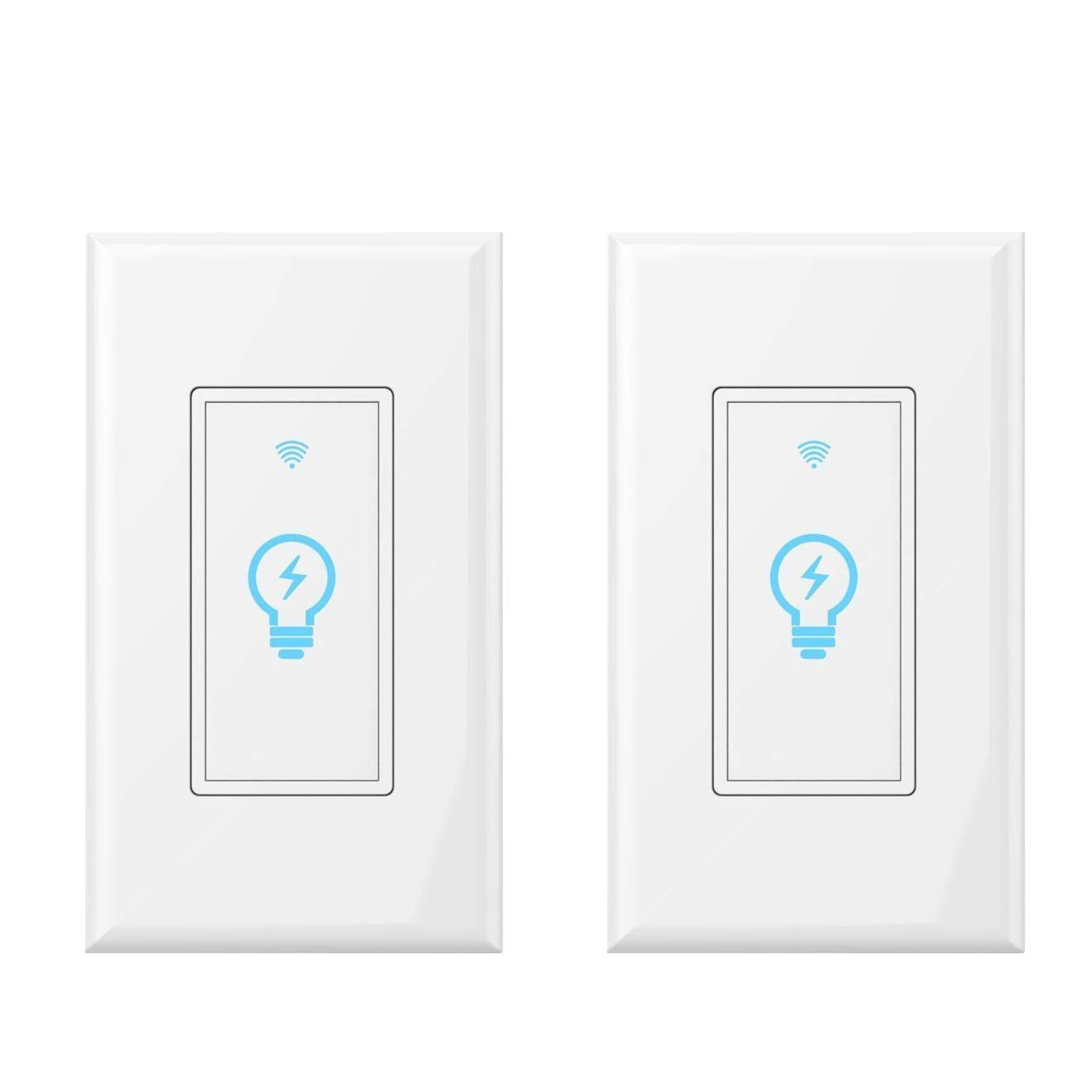 Smart Light Switch, Compatible with Alexa, Google Assistant, IFTTT, WiFi Light, Neutral Wire Required, Schedule Setting APP Remote Control, ETL, No Hub Required (Smart Switch 2pack)