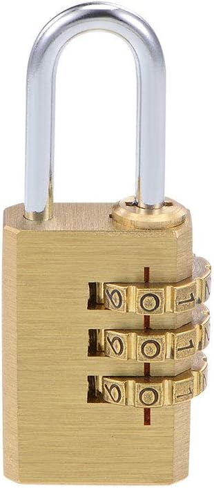 uxcell 3 Digit Combination Padlock Brass Locks 3mm Shackle Diameter for Gym Locker Fence Suitcase Travel Outdoor