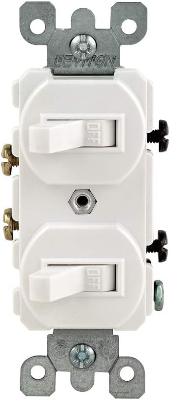 Leviton 5224-2W 120/277-Volt 15 Amp 1-Pole Duplex Style Commercial Grade AC Combination Toggle Switch, White