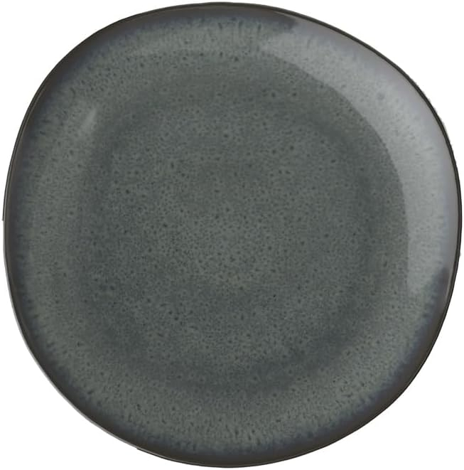 Gray Organic-Shape Ceramic Dinner Plate, Microwave-Safe