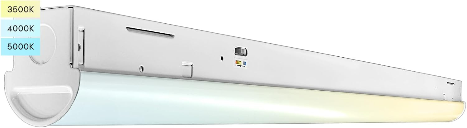 Luxrite 3FT Slim LED Shop Light, 25W, 3450 Lumens, 3 Color Selectable 3500K-5000K, 0-10V Dimmable, Damp Rated UL Listed