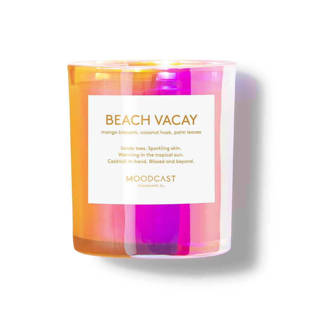 Beach Vacay Iridescent Glass Scented Candle with Mango Blossom and Coconut