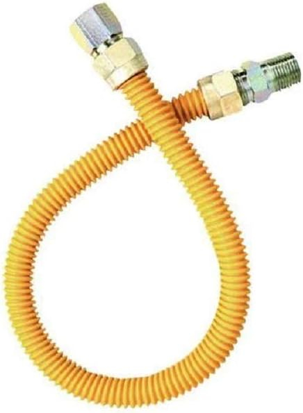 24" Yellow Epoxy Coated Stainless Steel Flexible Gas Connector Hose