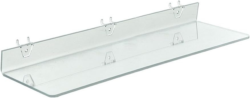 Clear Acrylic Shelf for Pegboard & Slatwall 24" x 6" x 2" , 4-Pack
