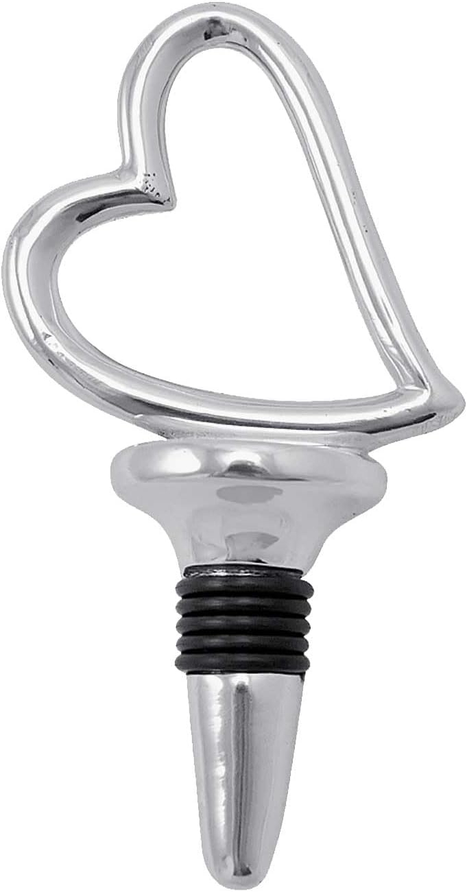 Silver Heart-Shaped Metal Bottle Stopper