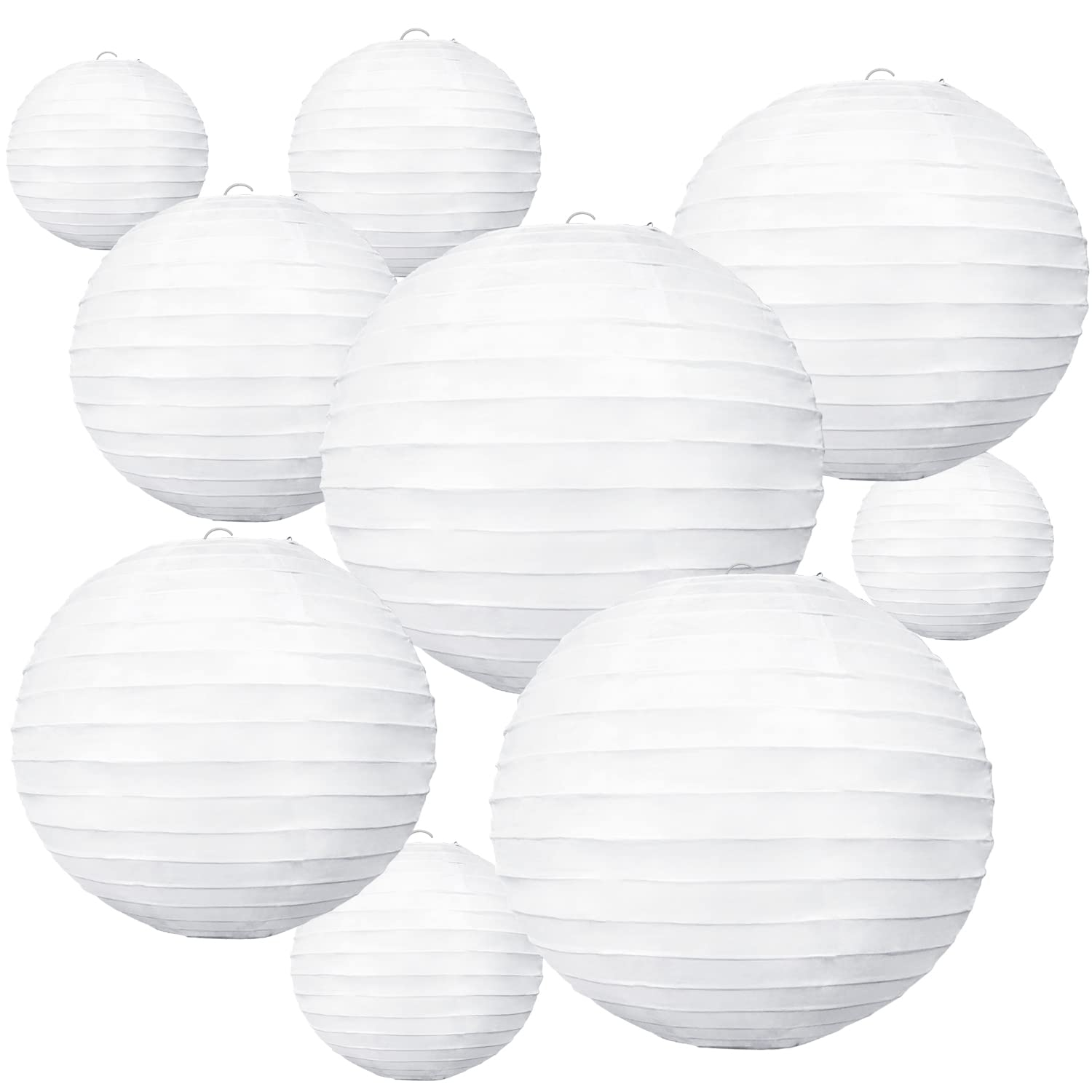 White Paper Lantern Set for Hanging Decor, Various Sizes