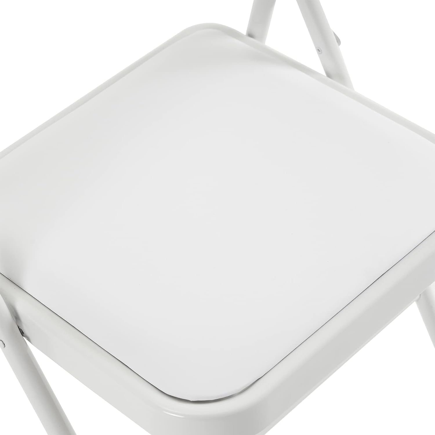 Simpli Magic Padded Folding Chairs White Metal Folding Chairs with Padded Cushion and Back, 4 Pack
