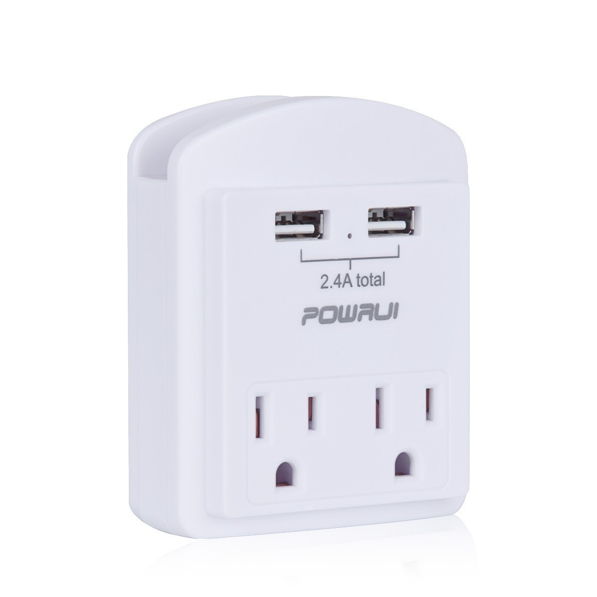Outlet Extender USB Wall Charger - POWRUI Multi Plug Wall Outlet Splitter with 2-Outlet and 2 USB Ports, Non Surge Protector for Cruise Ship Essentials, White, ETL Listed