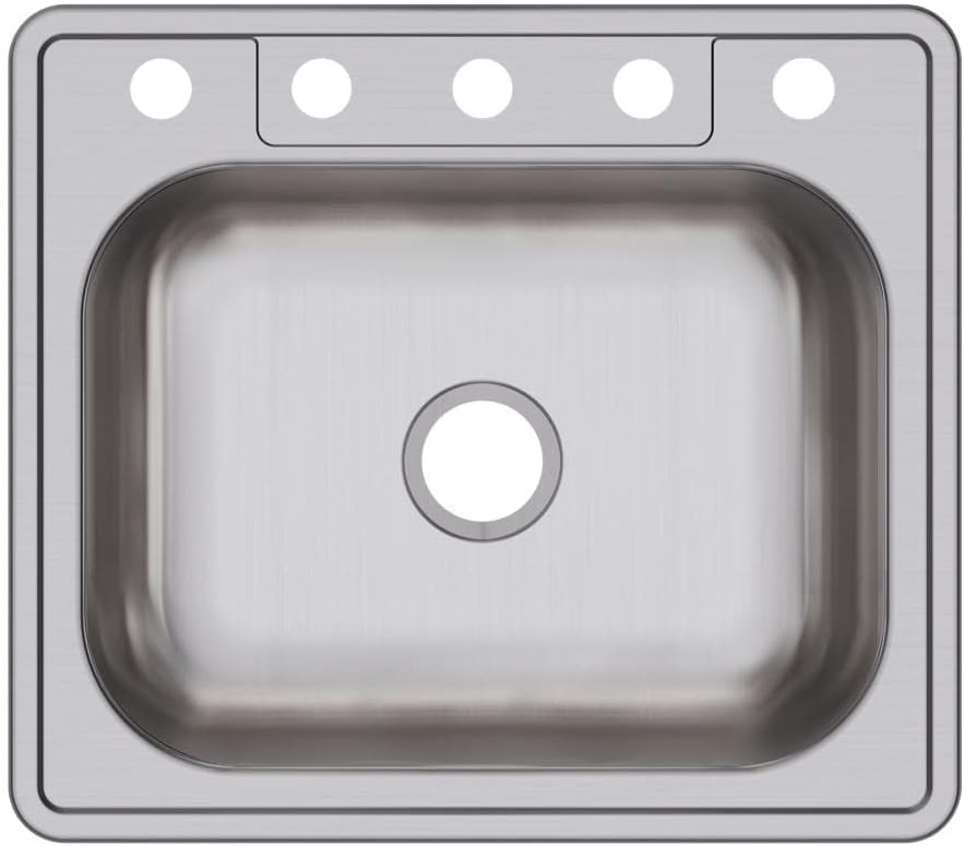 25" x 22" Stainless Steel Single Bowl Drop-In Kitchen Sink