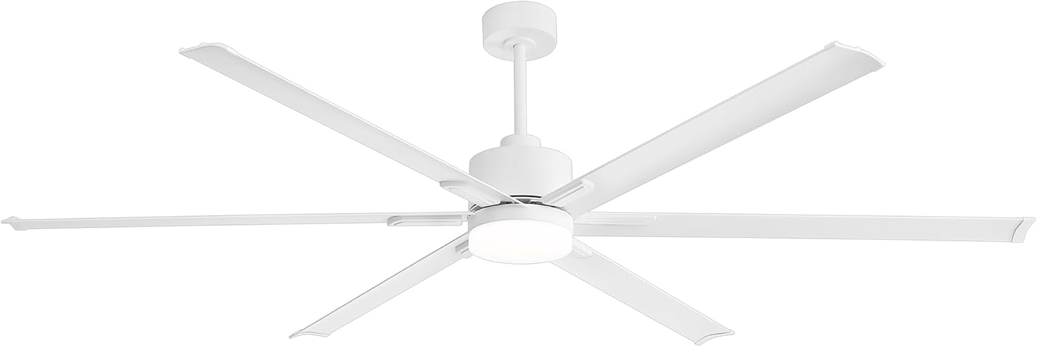 72" White Metal Ceiling Fan with LED Light and Remote Control